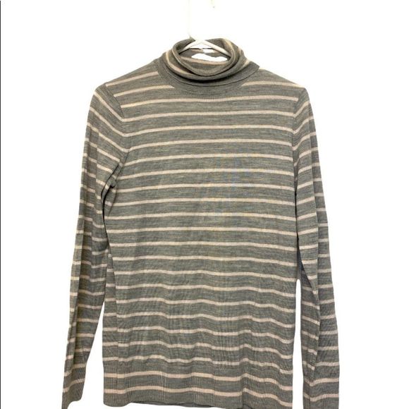 Banana Republic striped turtleneck long sleeve Merino Wool lightweight sweater-M - Picture 2 of 11